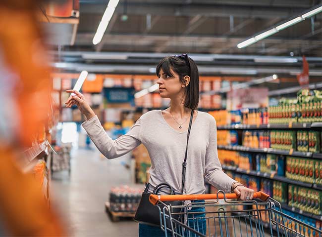 Woman in grocery aisle